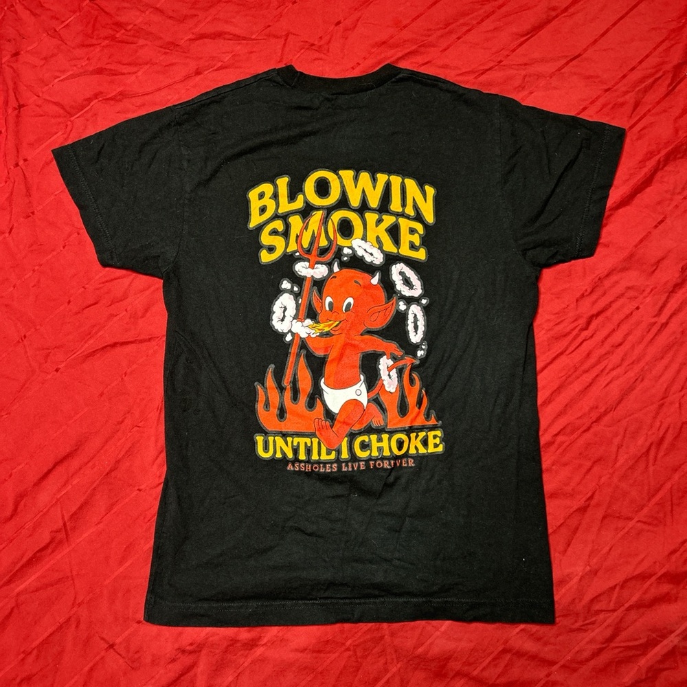 Black Graphic Tee with Red and Yellow Design